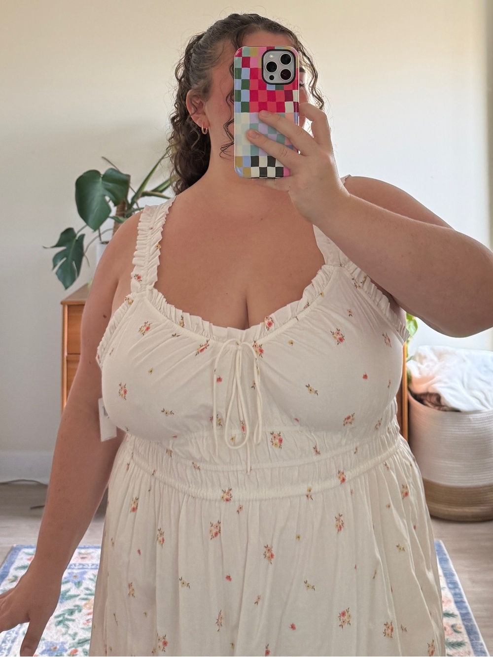 Old Navy white floral ruched maxi dress